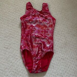 Snowflake Designs Red Sparkle Gymnastics Leotard